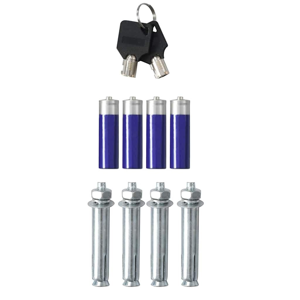 Accessoires pour coffre-fort Mon Rempart : clés de secours, piles et boulons d'ancrage pour fixation murale.
