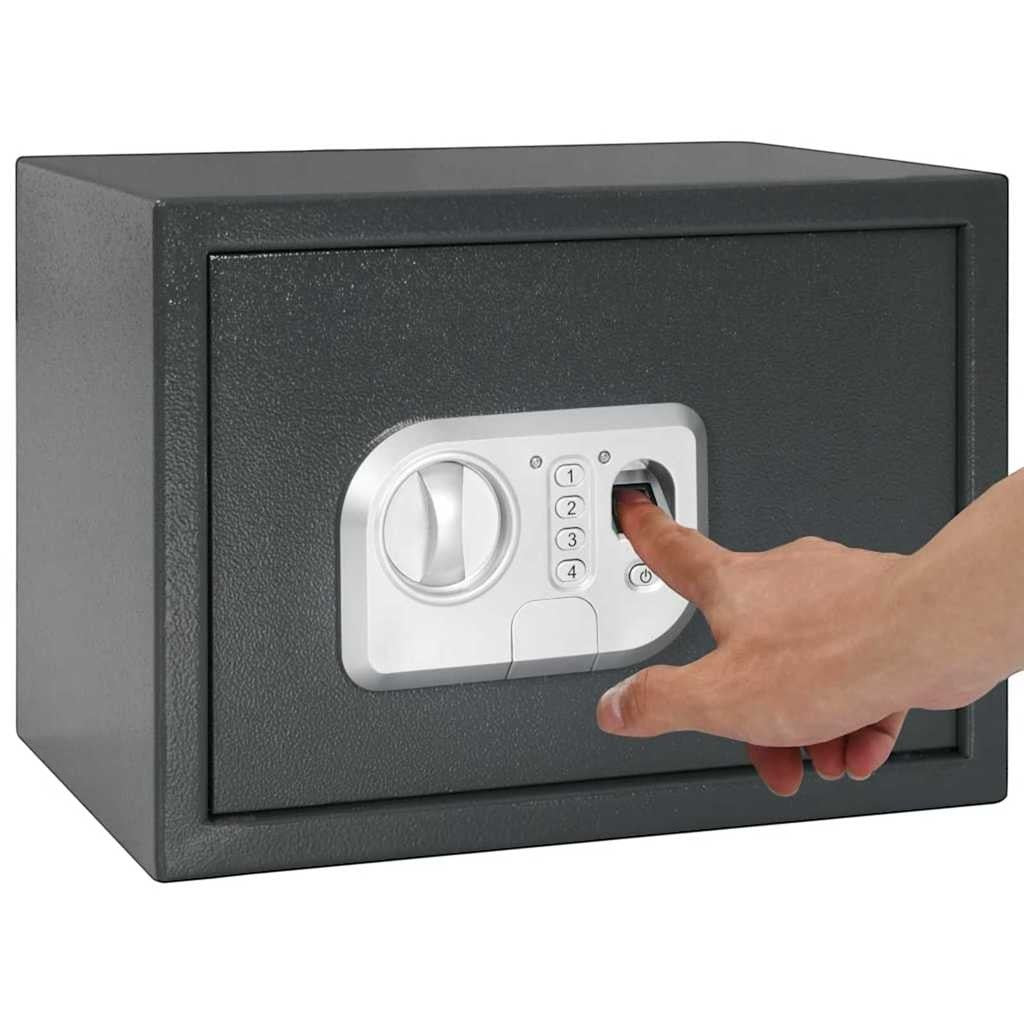 Coffre-fort Mon Rempart en acier gris foncé avec serrure électronique et lecteur d'empreinte digitale pour bureau