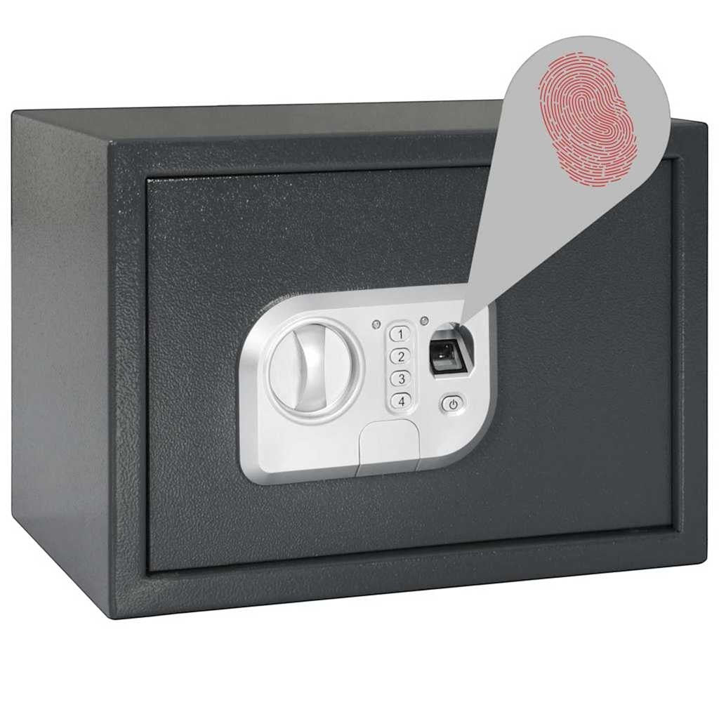 Coffre-fort Mon Rempart en acier gris foncé avec serrure électronique, clavier numérique et lecteur d'empreinte.