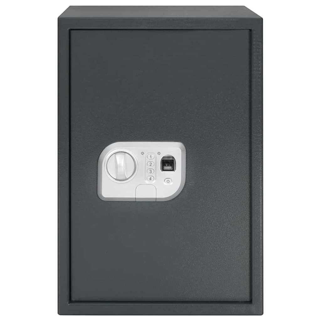 Coffre-fort Mon Rempart en acier gris foncé avec serrure électronique, clavier numérique et lecteur d'empreintes.