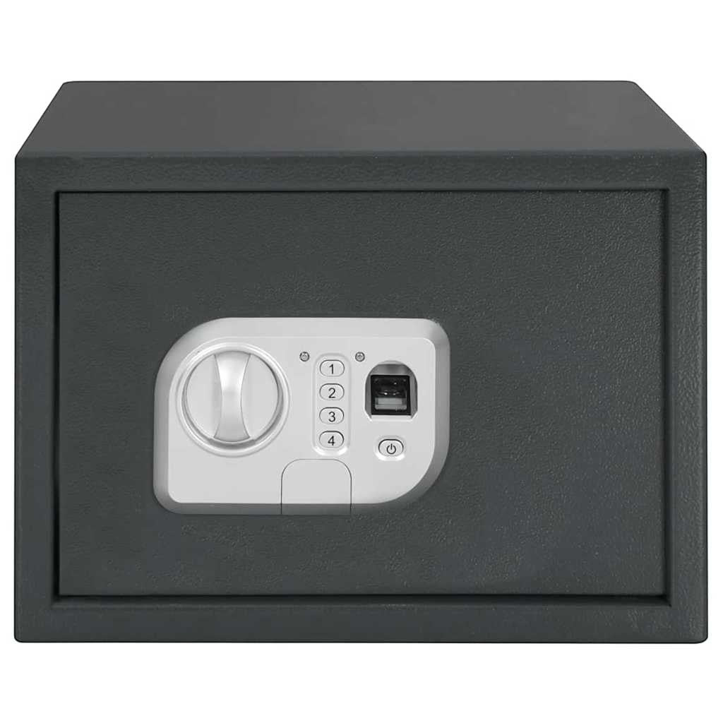 Coffre-fort Mon Rempart en acier gris foncé avec serrure électronique, clavier numérique et lecteur d'empreinte.