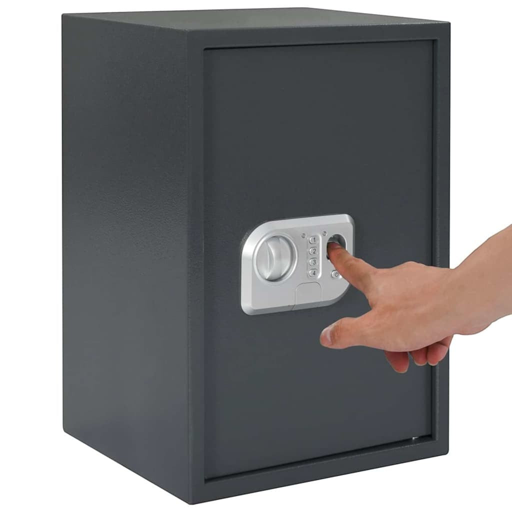 Coffre-fort Mon Rempart en acier gris foncé avec serrure électronique à empreinte digitale pour bureau à domicile
