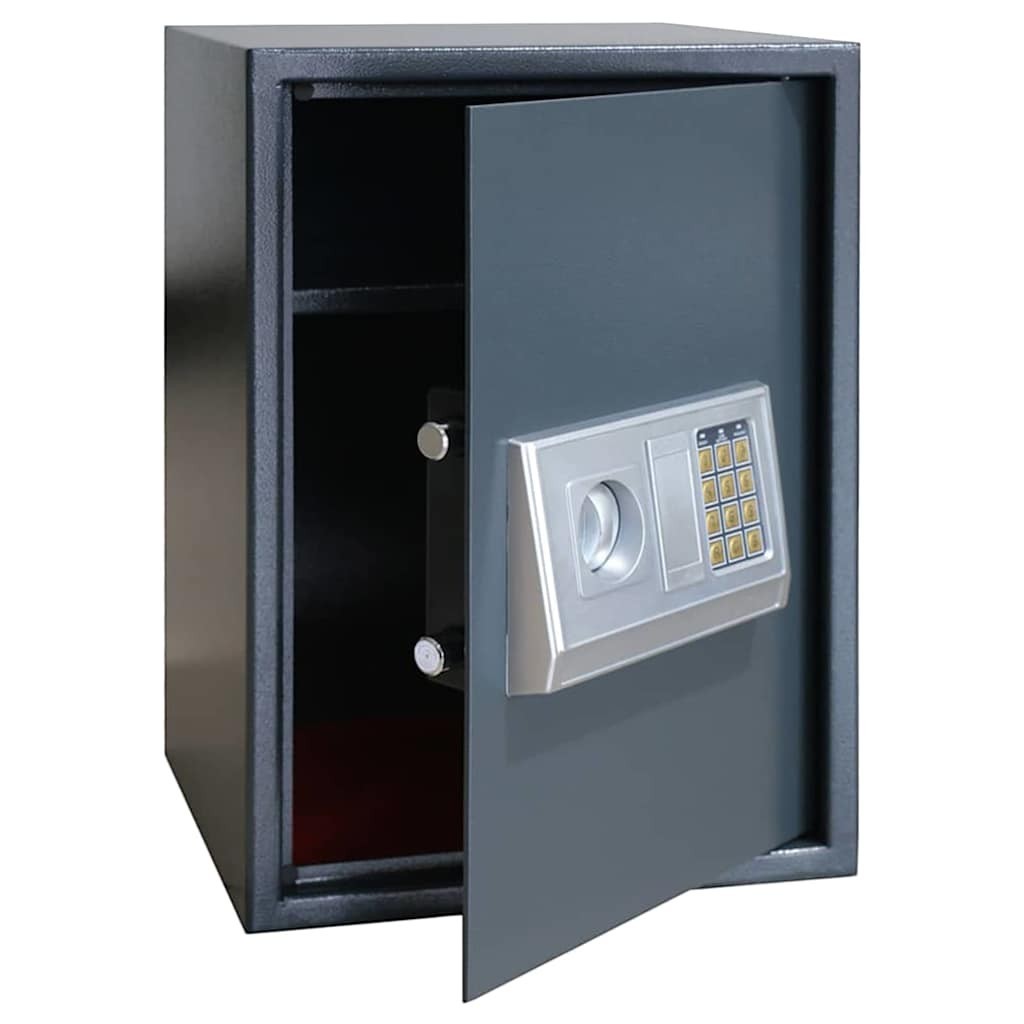 Coffre-fort numérique Mon Rempart en acier gris foncé avec serrure électronique, idéal pour sécuriser vos objets.