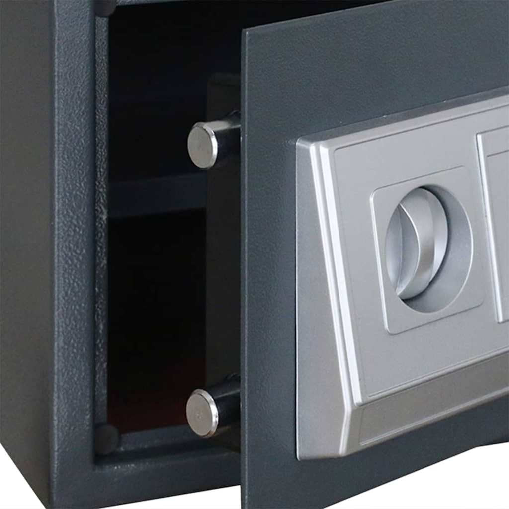 Coffre-fort numérique Mon Rempart en acier gris foncé avec serrure électronique et pênes de sécurité robustes.