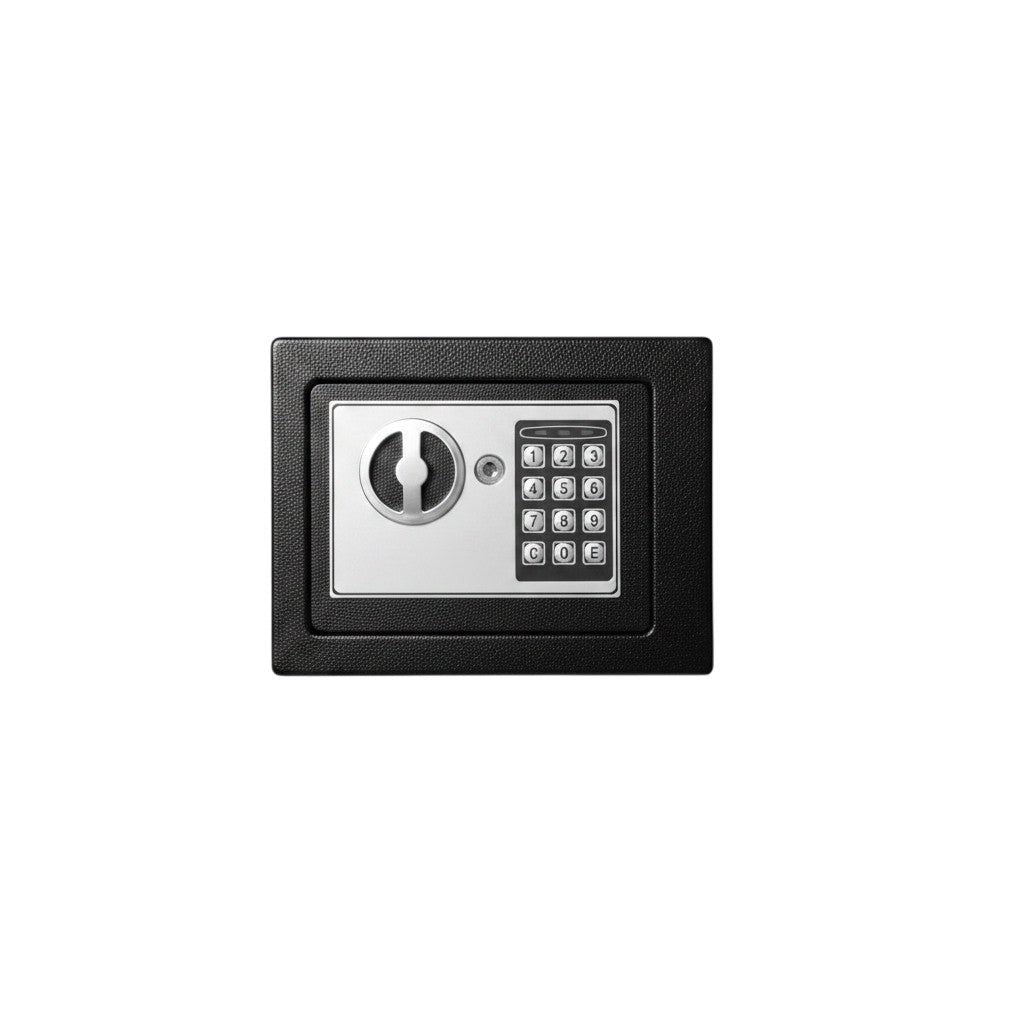 Coffre fort numérique compact Mon Rempart noir avec clavier électronique, poignée rotative et serrure à clé de secours