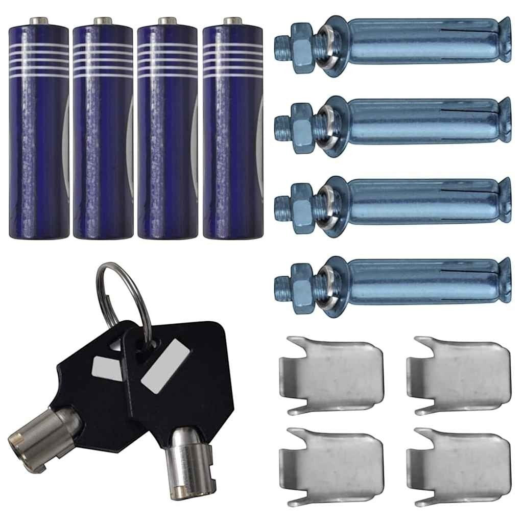 Kit d'accessoires Mon Rempart pour coffre fort : 4 piles AA, 2 clés de secours, 4 boulons d'ancrage et 4 clips étagère